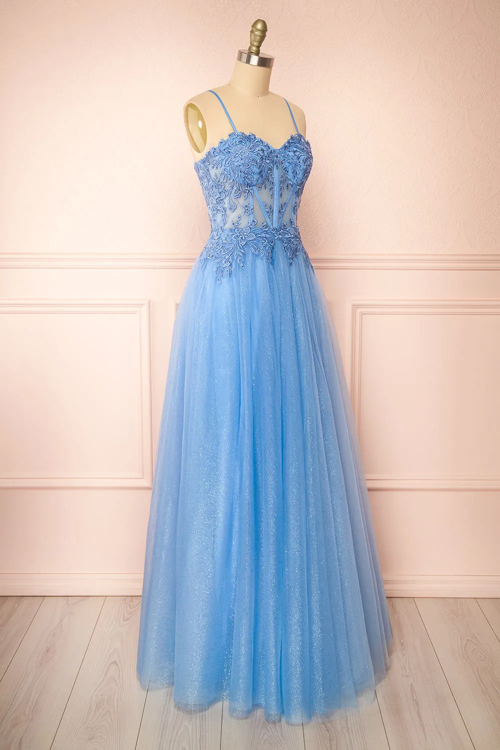Penelope Blue | Sparkling Tulle Maxi Dress