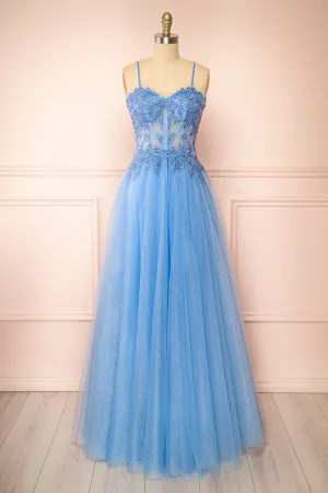 Penelope Blue | Sparkling Tulle Maxi Dress