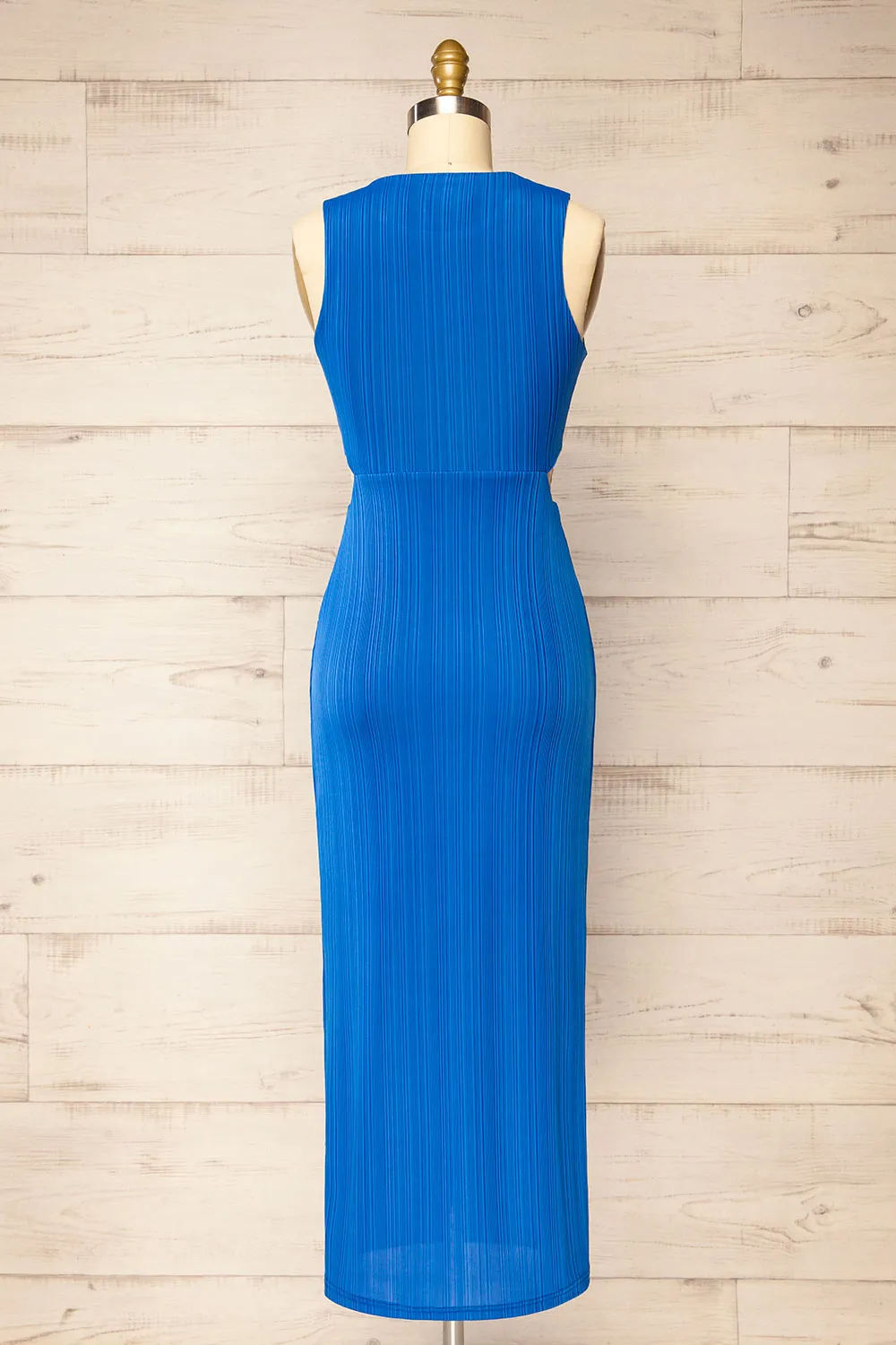 Penticton | Blue Fitted Midi Dress w/ Cut-Outs