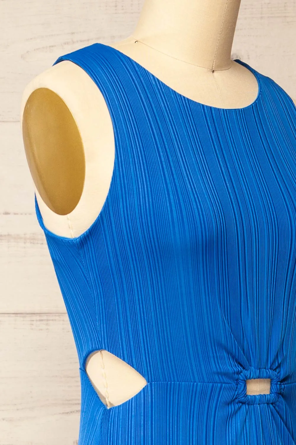 Penticton | Blue Fitted Midi Dress w/ Cut-Outs
