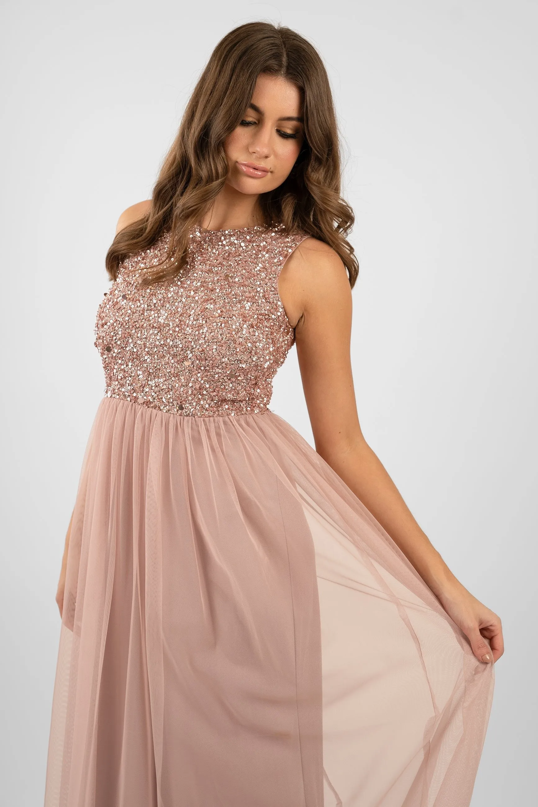 Picasso Pale Mauve Embellished Bridesmaid Dress
