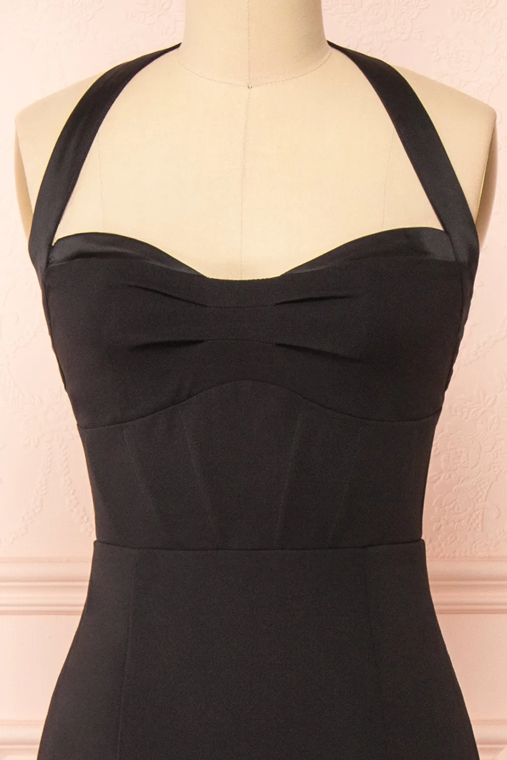 Sandra Black | Halter Mermaid Maxi Dress w/ Open Back