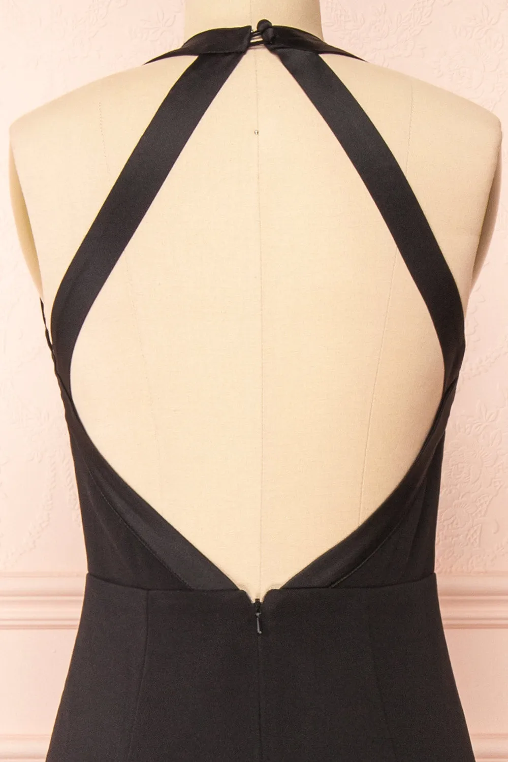 Sandra Black | Halter Mermaid Maxi Dress w/ Open Back