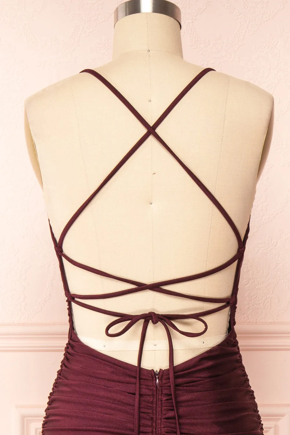 Sonia Burgundy | Mermaid Maxi Dress w/ Slit