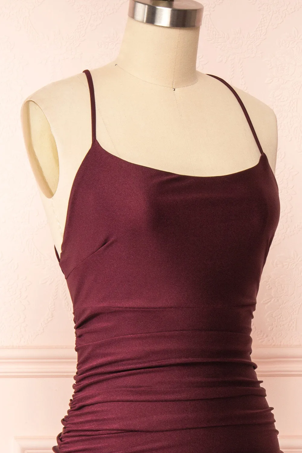 Sonia Burgundy | Mermaid Maxi Dress w/ Slit