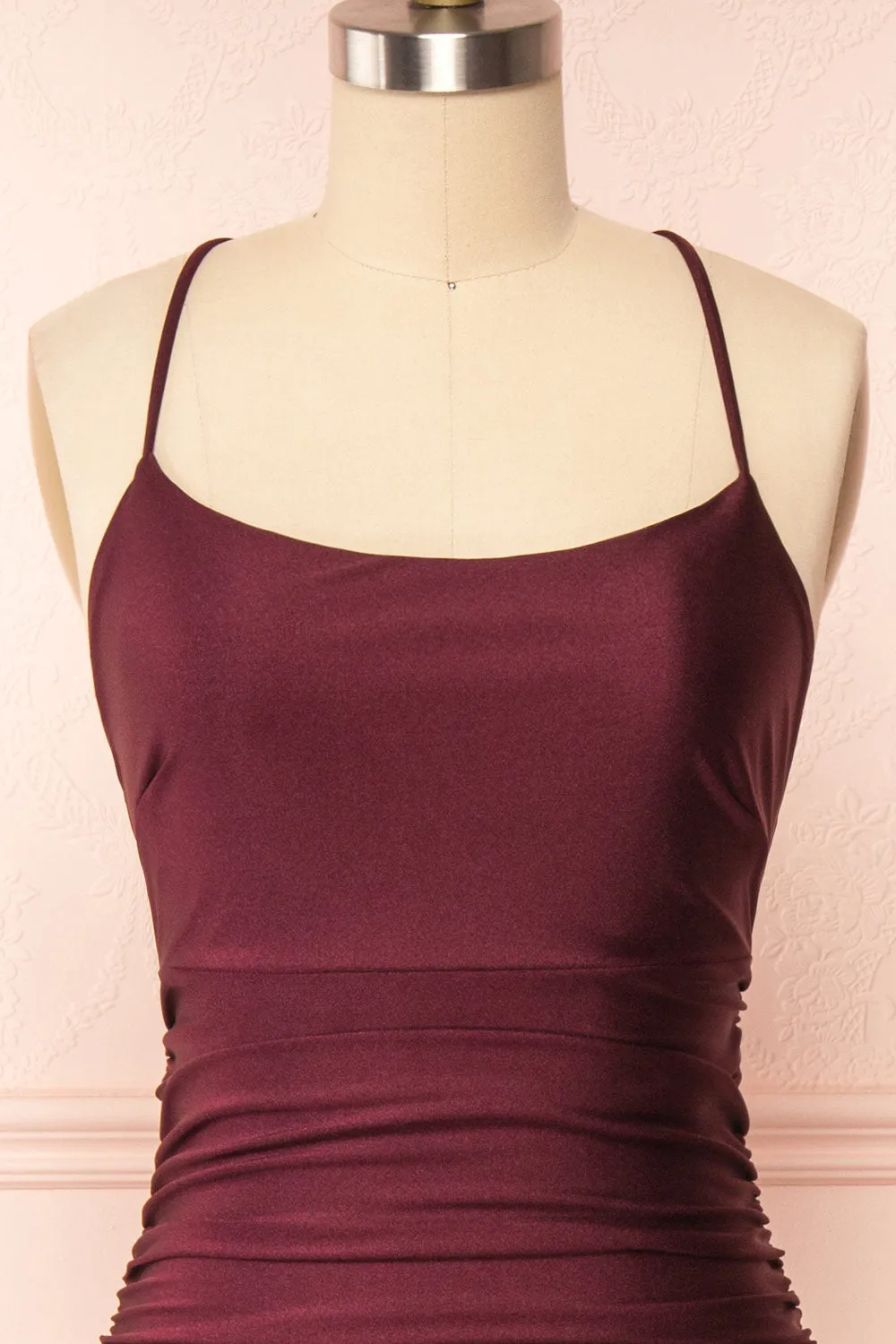 Sonia Burgundy | Mermaid Maxi Dress w/ Slit