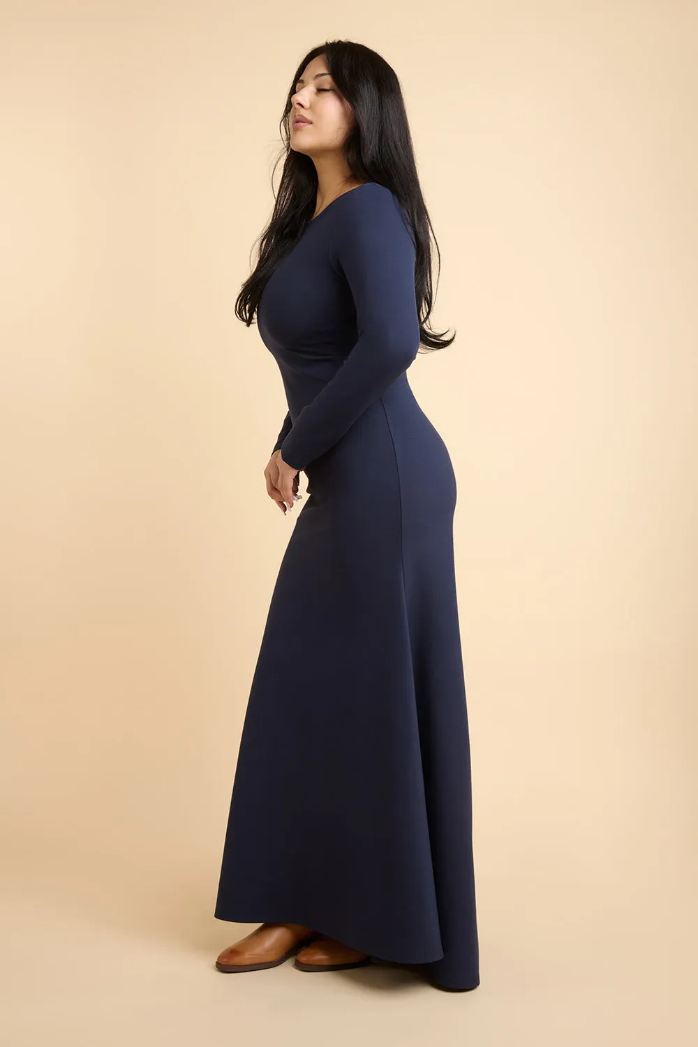 Sophya Navy | Long Sleeved Mermaid Maxi Dress