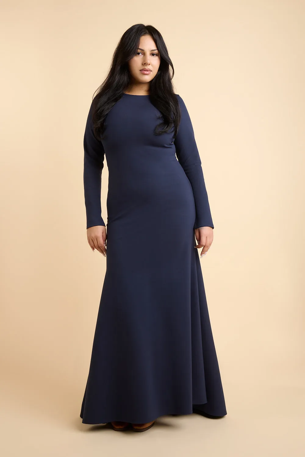 Sophya Navy | Long Sleeved Mermaid Maxi Dress