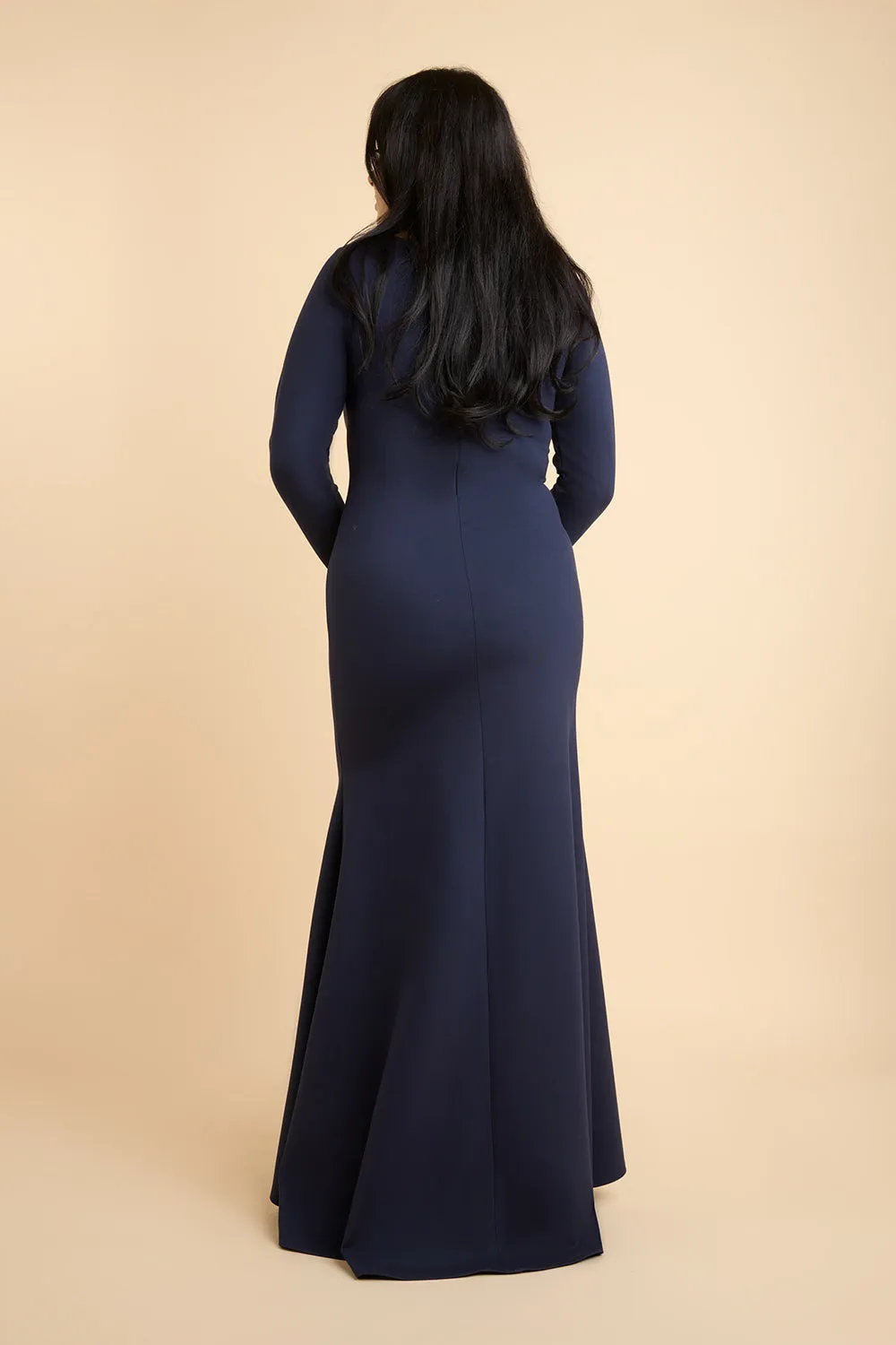 Sophya Navy | Long Sleeved Mermaid Maxi Dress