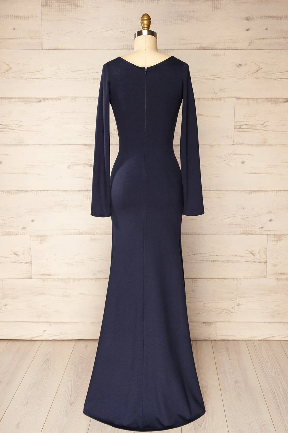 Sophya Navy | Long Sleeved Mermaid Maxi Dress
