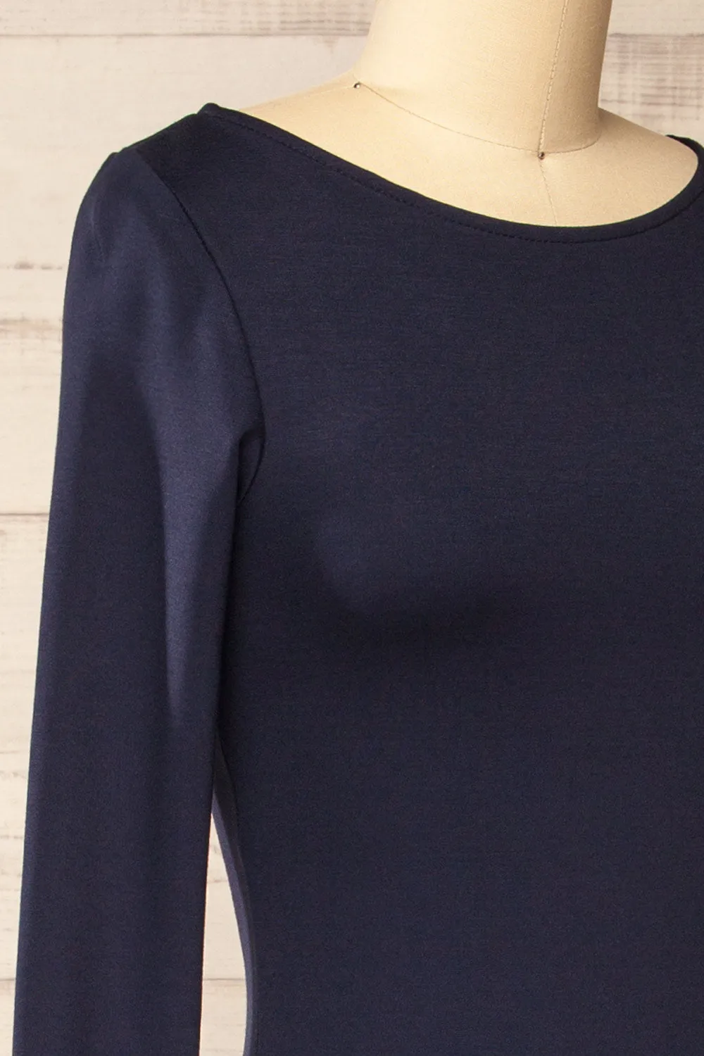 Sophya Navy | Long Sleeved Mermaid Maxi Dress