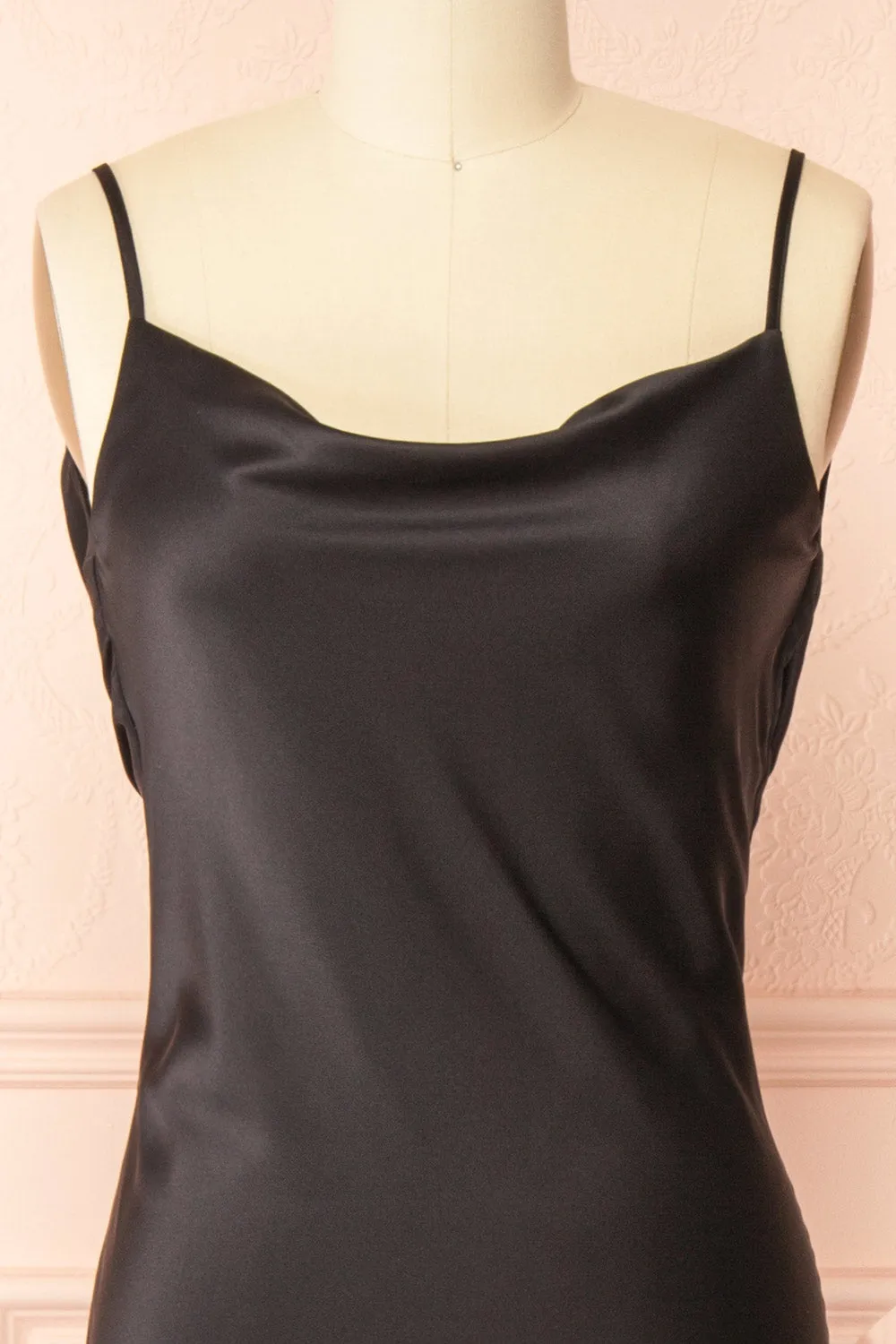 Stacy Black | Long Satin Dress w/ Open Back