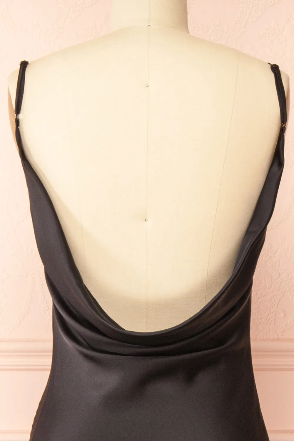Stacy Black | Long Satin Dress w/ Open Back