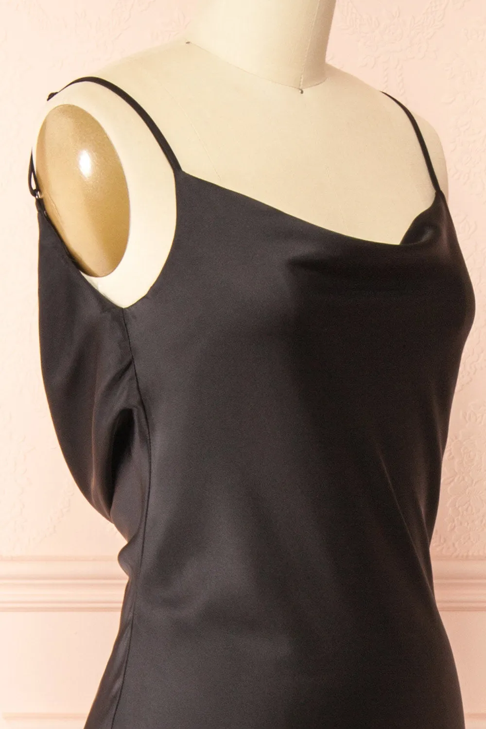 Stacy Black | Long Satin Dress w/ Open Back