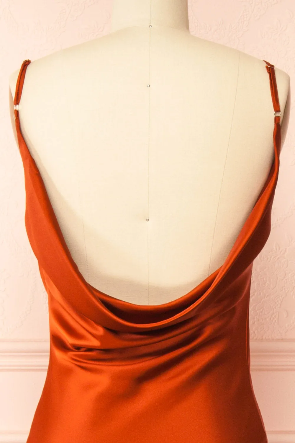 Stacy Rust | Long Satin Dress w/ Open Back