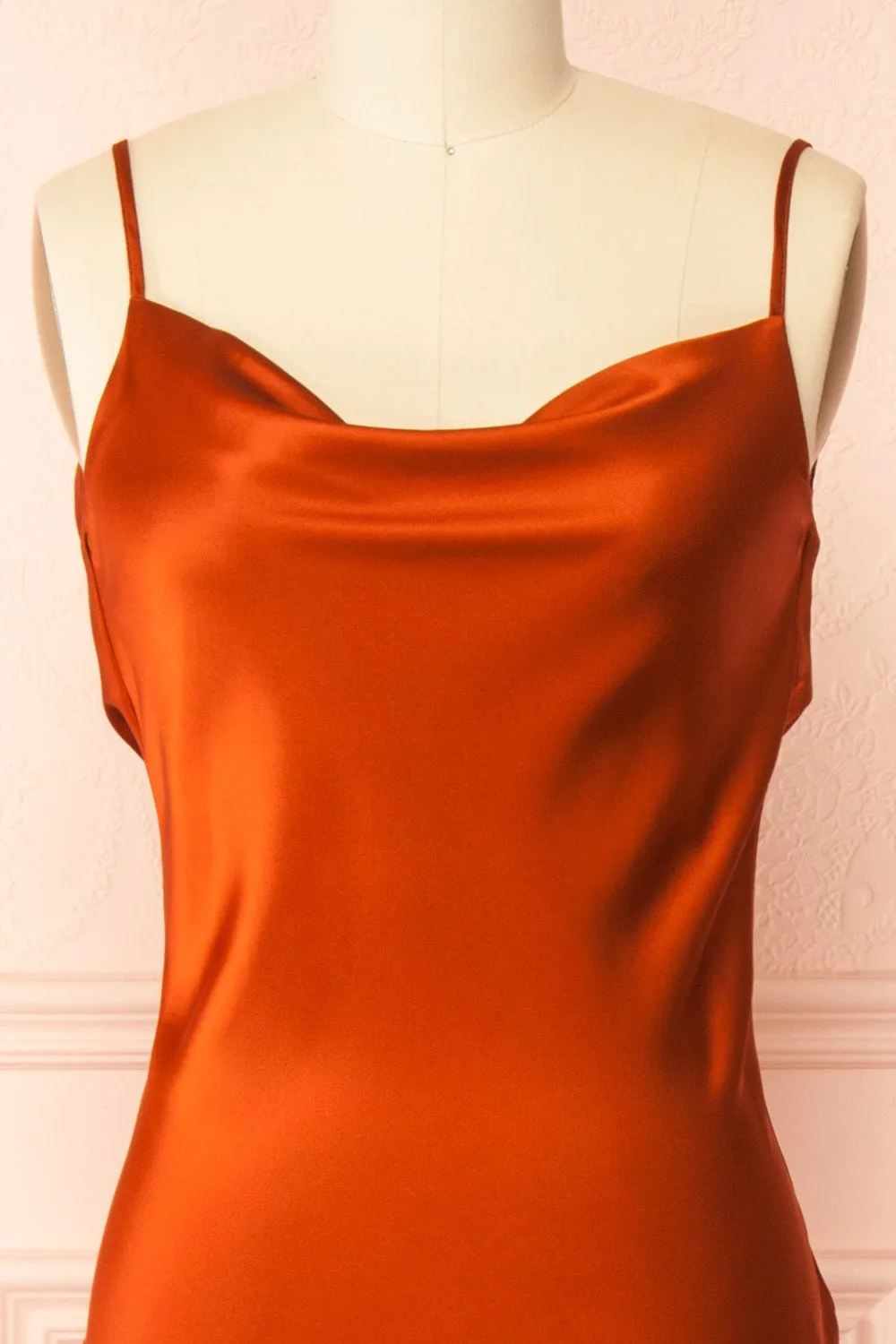 Stacy Rust | Long Satin Dress w/ Open Back