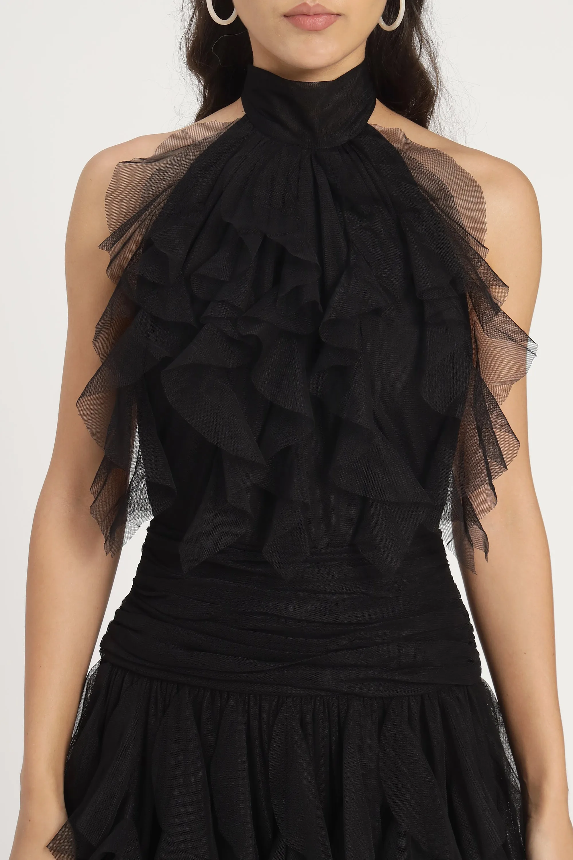 Tabitha Maxi Ruffle Dress in Black