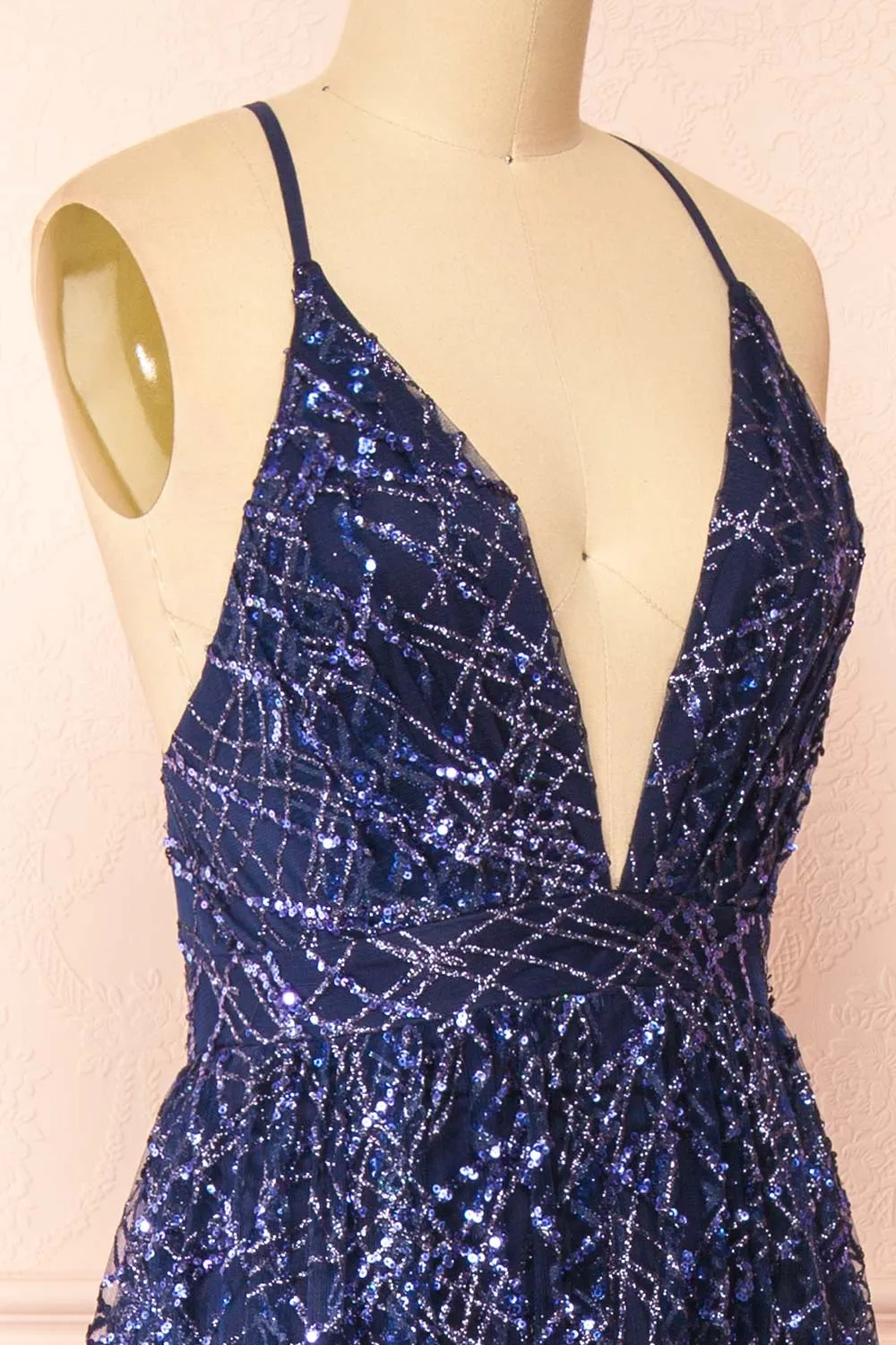 Tyffen Navy | Navy Sequin Maxi Dress