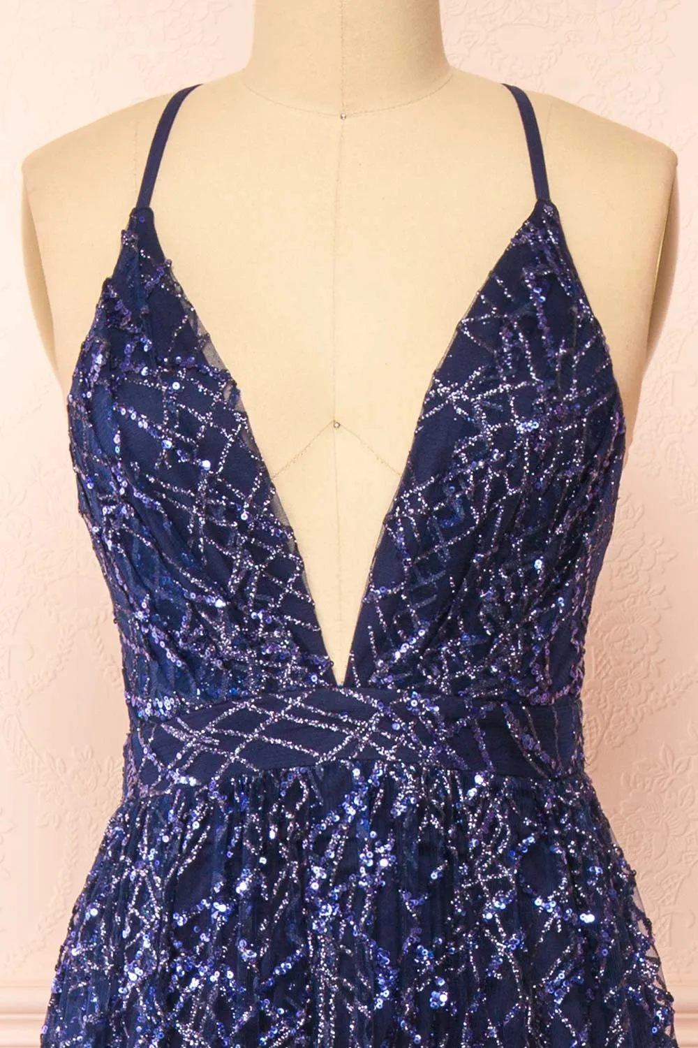 Tyffen Navy | Navy Sequin Maxi Dress