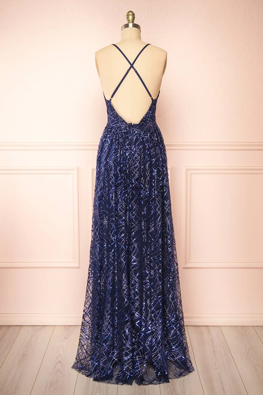 Tyffen Navy | Navy Sequin Maxi Dress