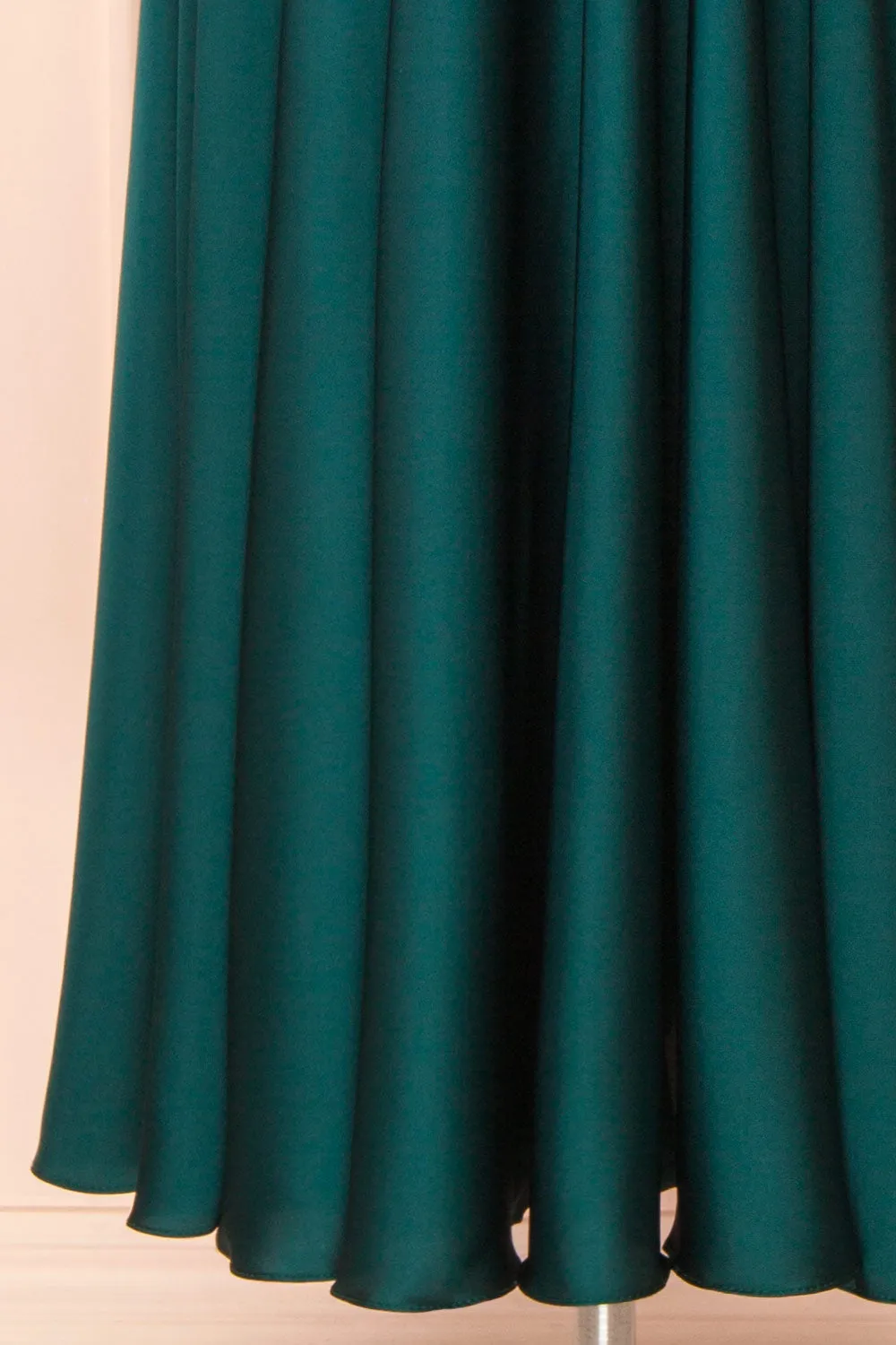 Vida Green | Satin Midi Dress w/ Tie Straps